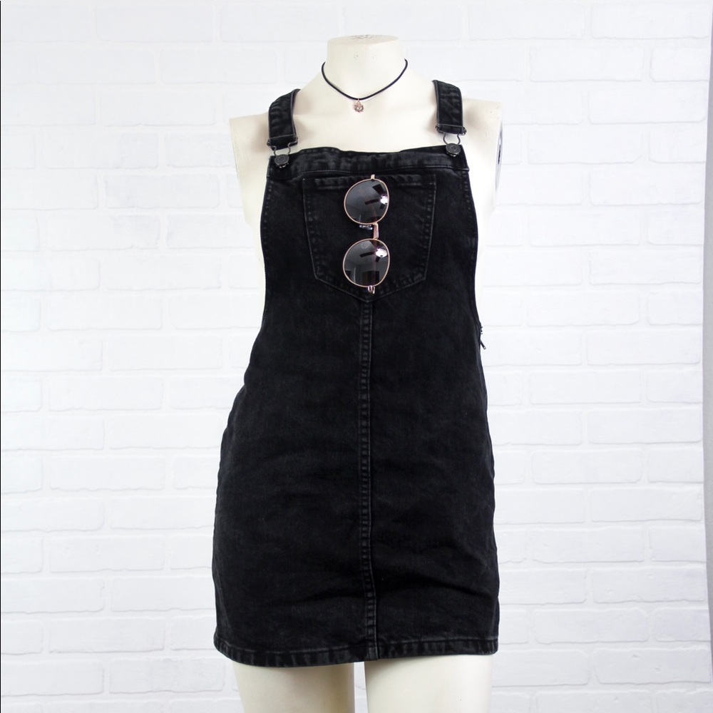 Black 90s grunge Overalls Dress